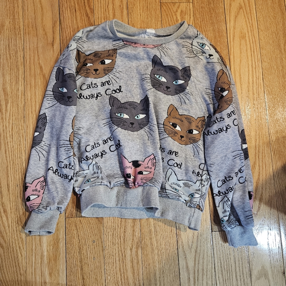 Girls Cat Print Sweater